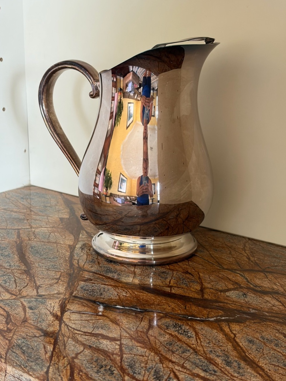 Vintage Silver Plate Newport Water Pitcher w/Ice Lip by Gorham YB300- Circa 1950 - Picture 3 of 9